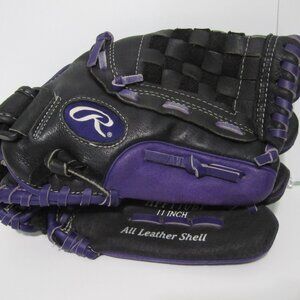 Rawlings HFP110BP 11" Fielding glove RHT Baseball / Softball Black & Purple VG